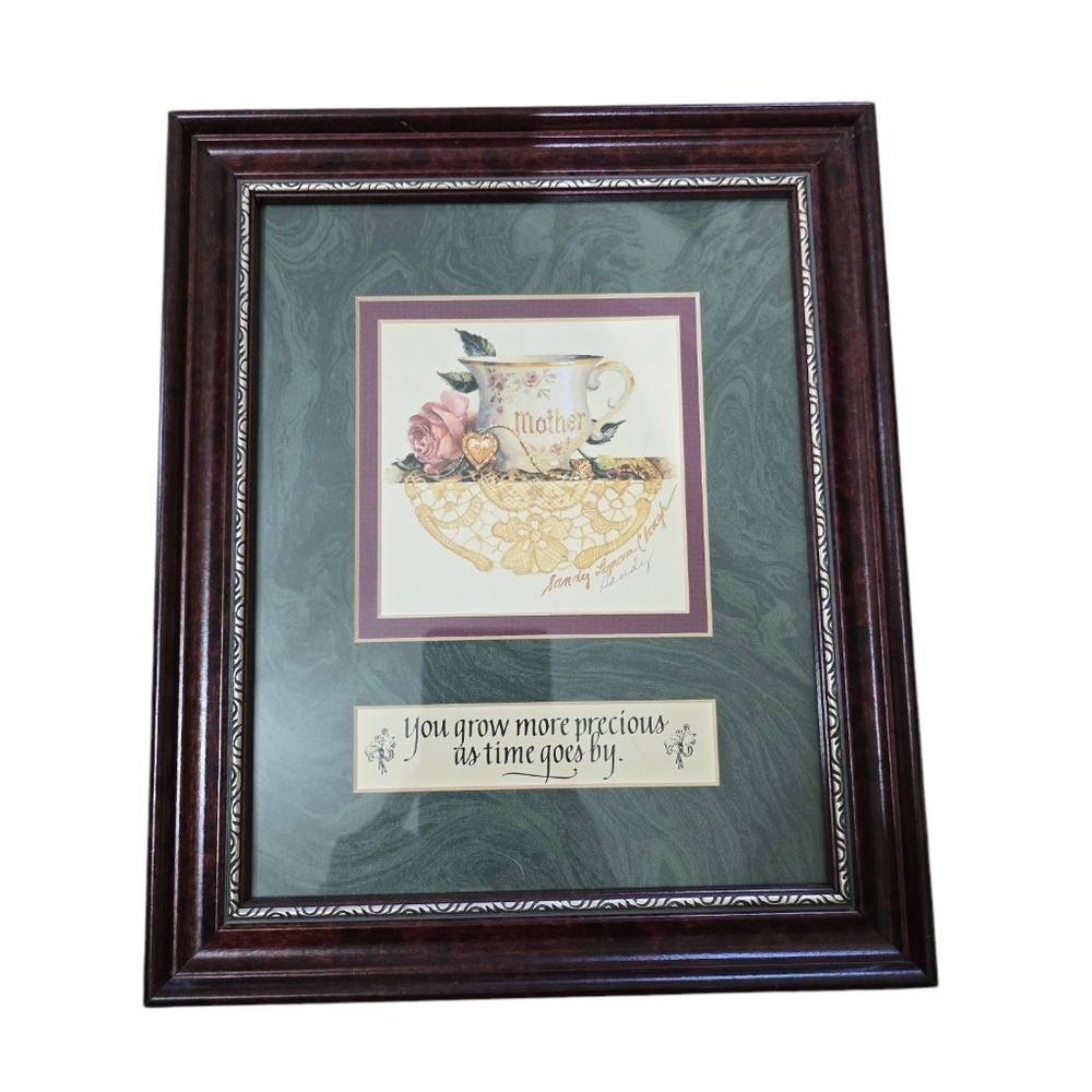Sandy Lynam Clough Framed and Signed Mother Teacup Art